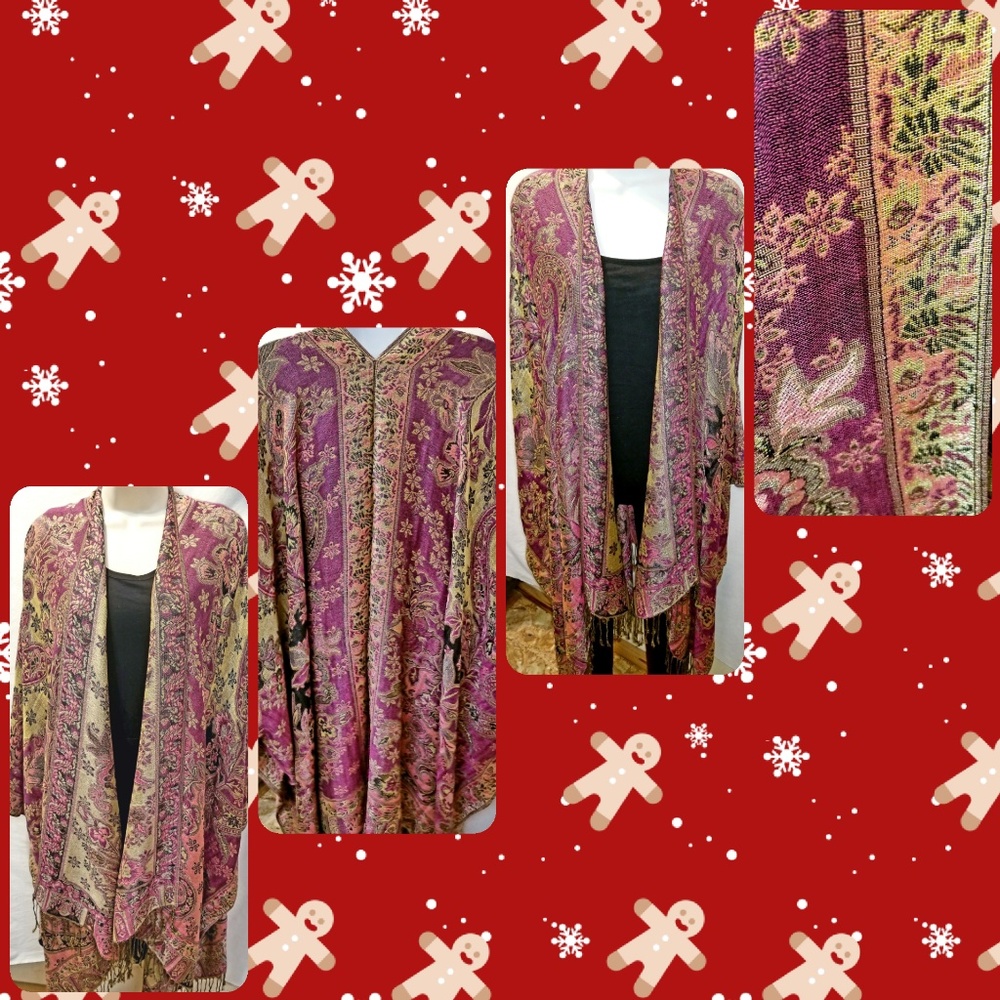 Pashmina and silk kimono jacket. Hand made NWOT
